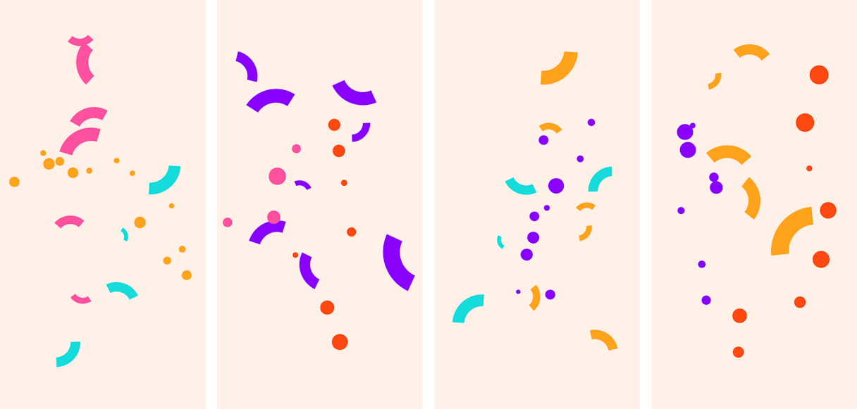 Colorful confetti created from the smirk elements