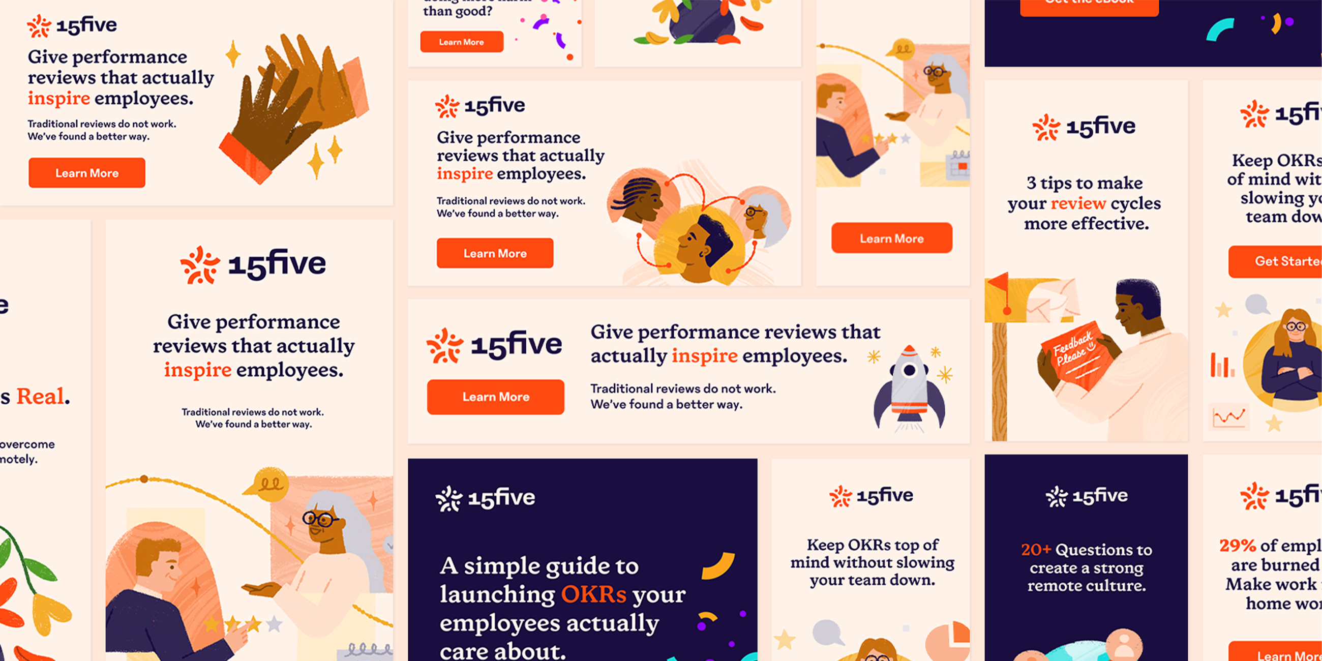 A grid of display ads