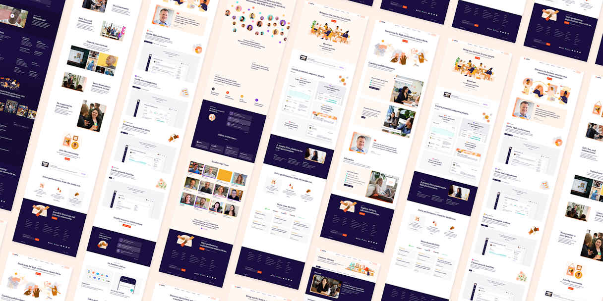 A grid of webpages designed for 15Five