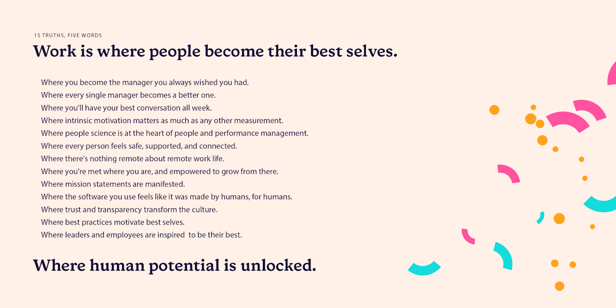 The 15Five Manifesto: Work is where human potential is unlocked.