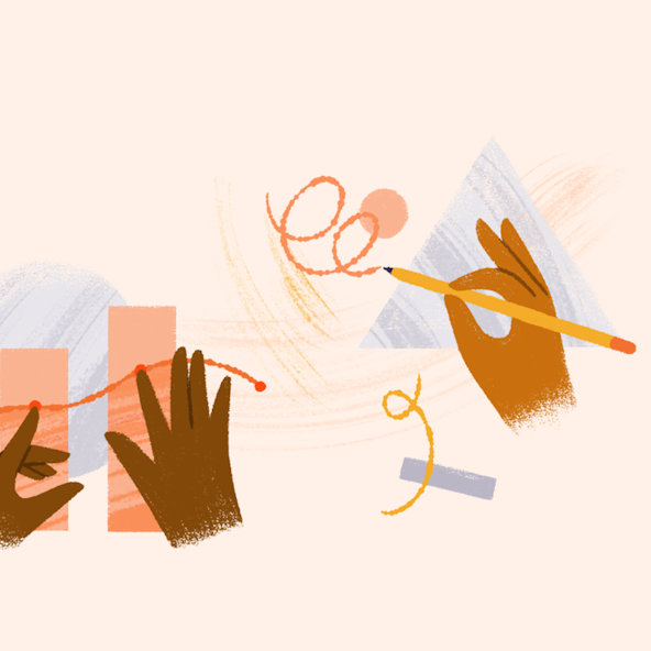Illustrated hands at work