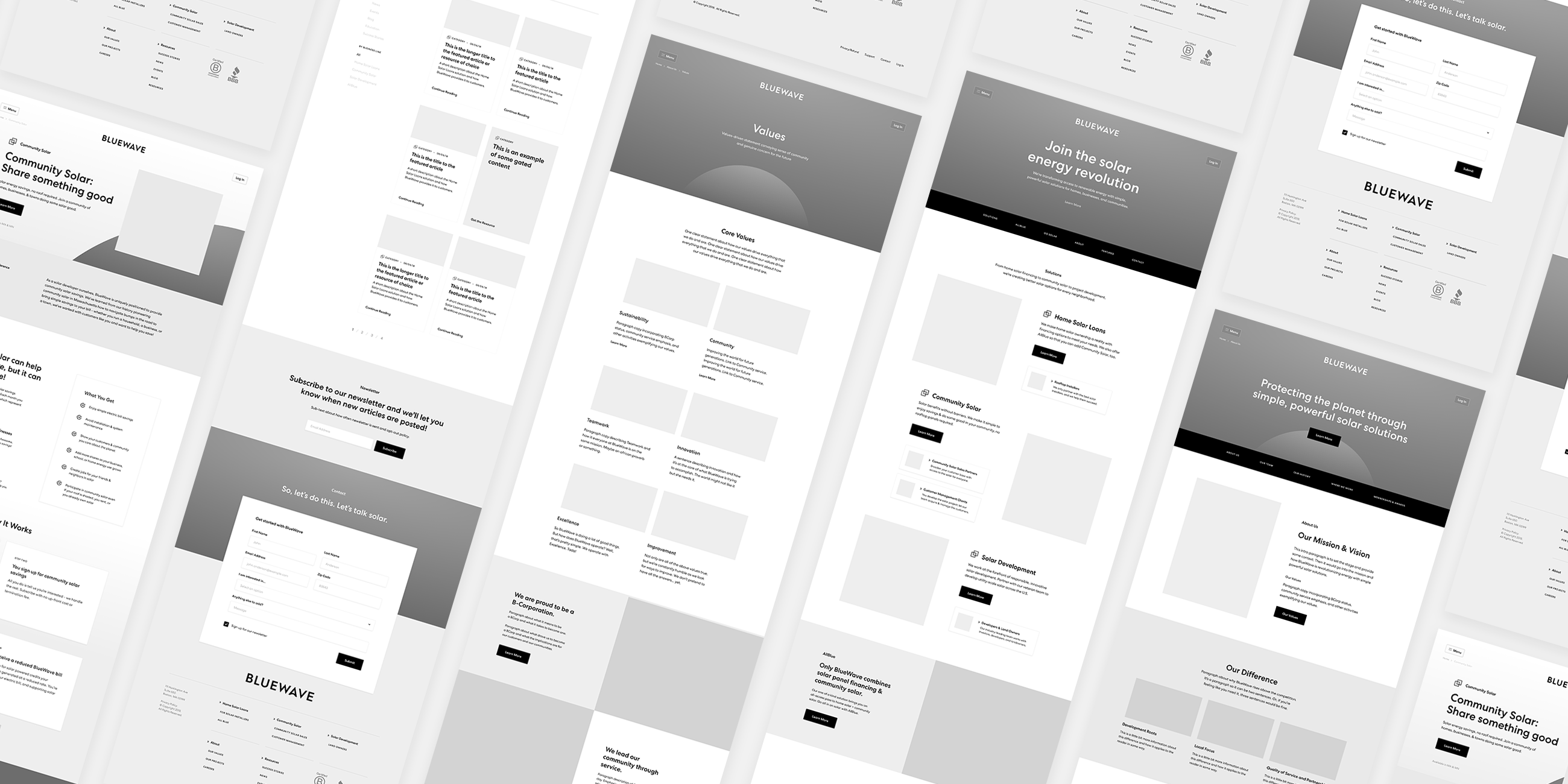 Blue Wave wireframes