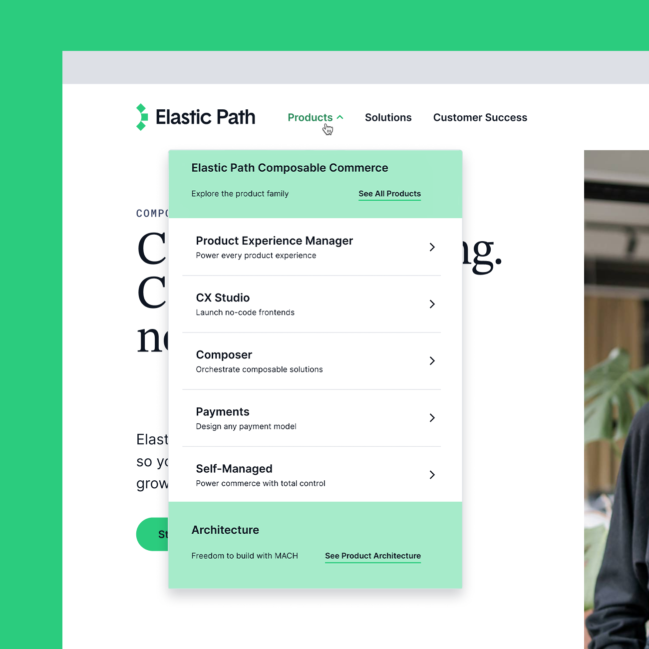 Elasticpath UI Menu2