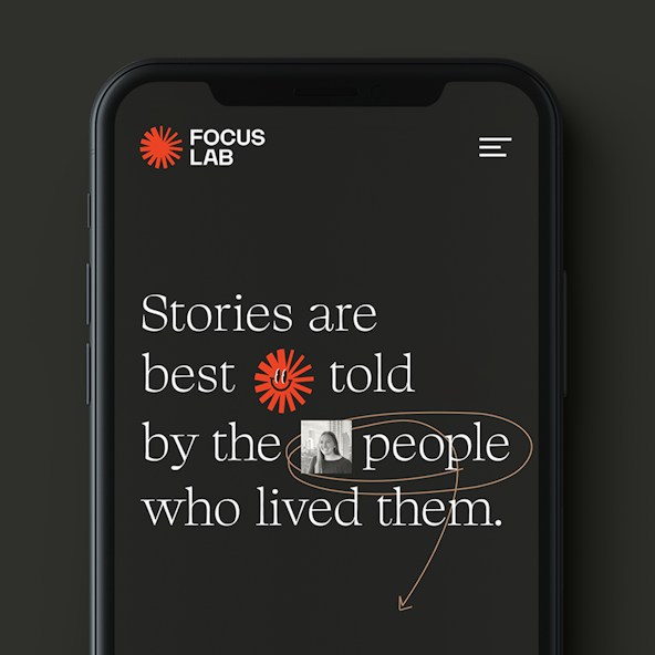 A phone reads, "Stories are best told by the people who lived them."
