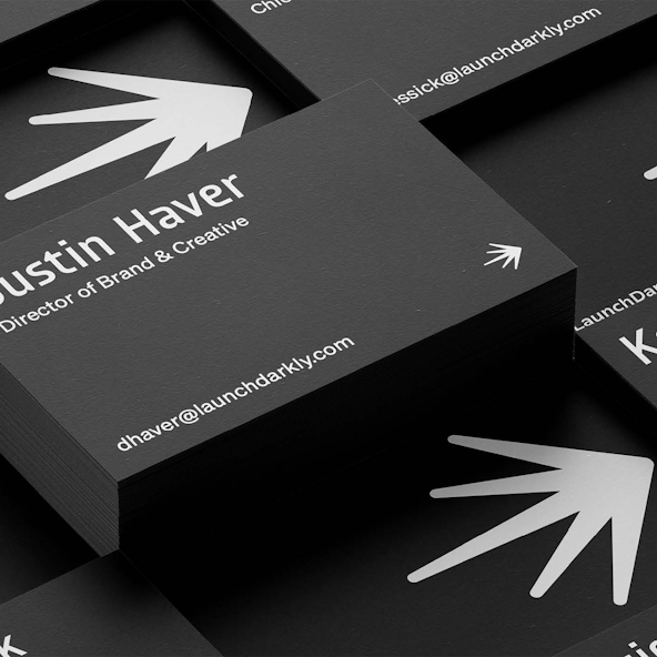 A mockup of LaunchDarkly business cards