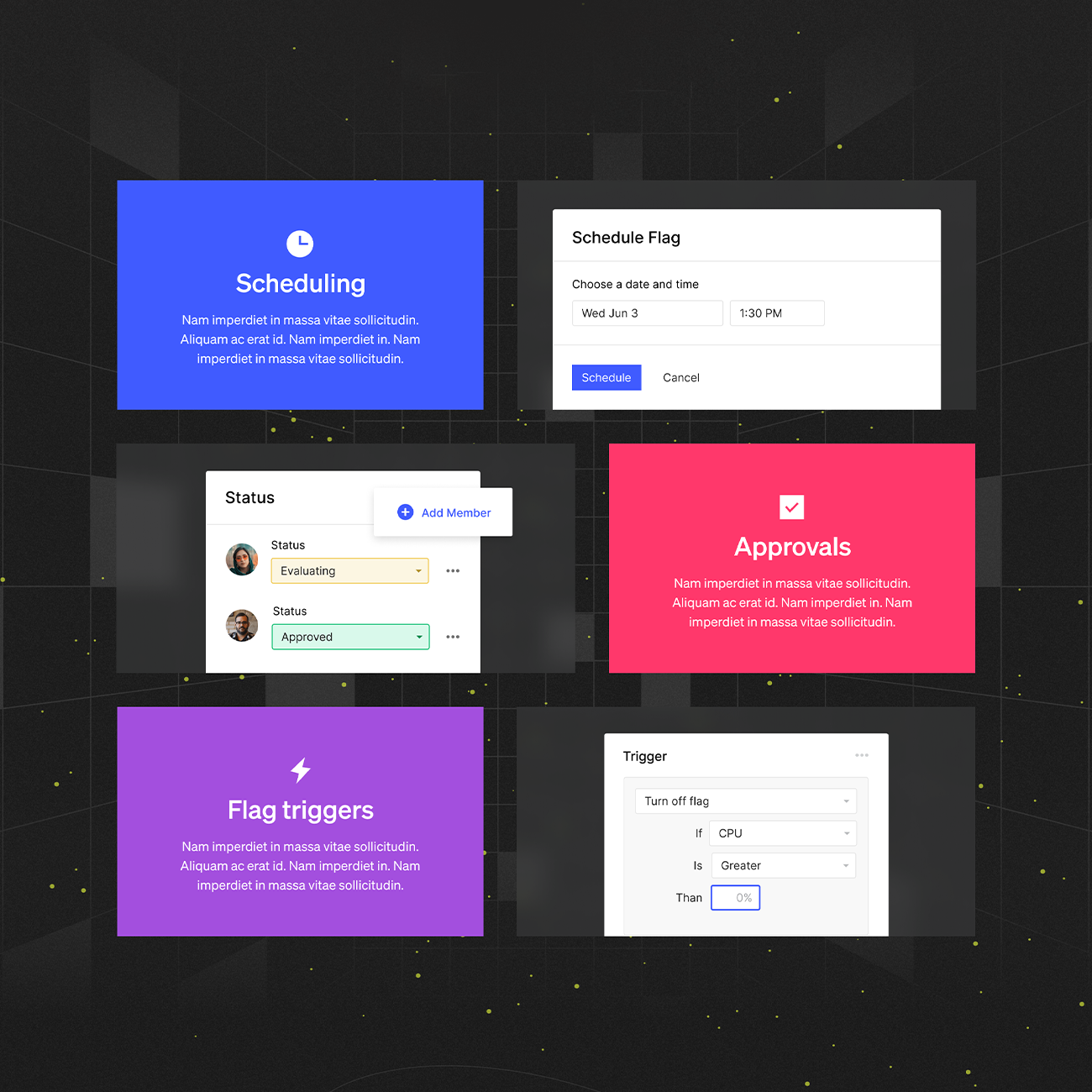 Six colorful UI modules