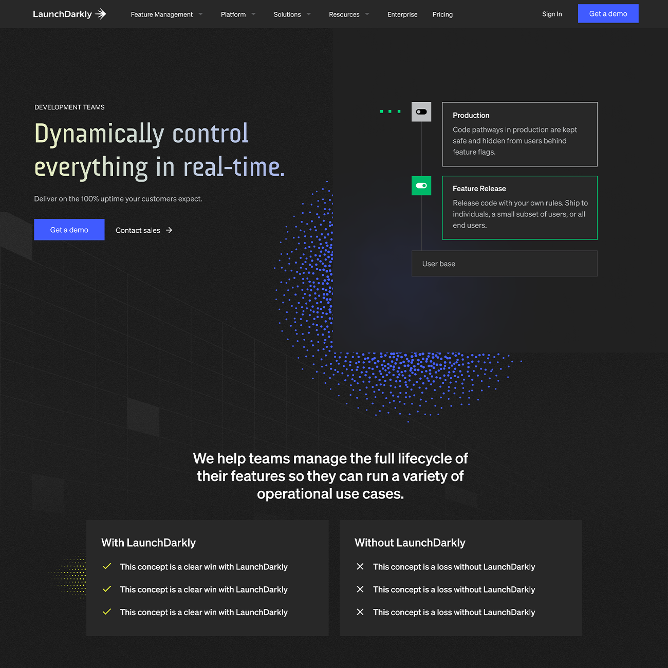 The LaunchDarkly Solutions page