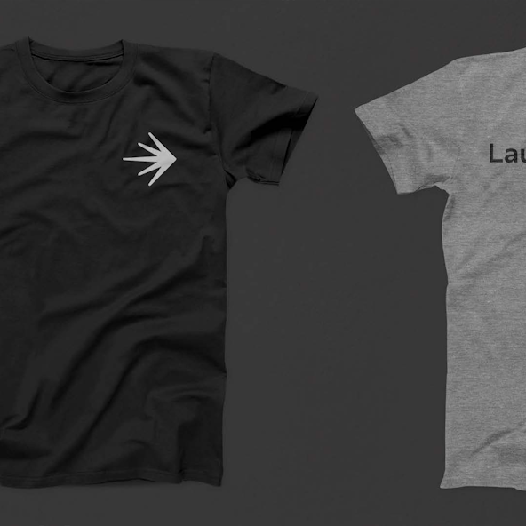 A T-shirt mockup with LaunchDarkly branding