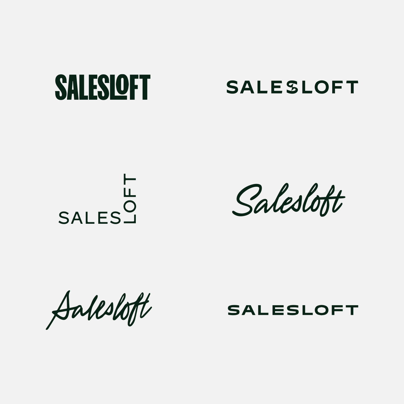 Early Salesloft wordmark explorations