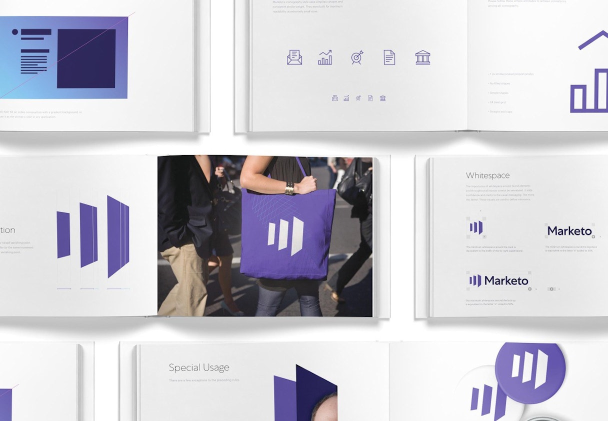 A brand guidelines booklet for Marketo