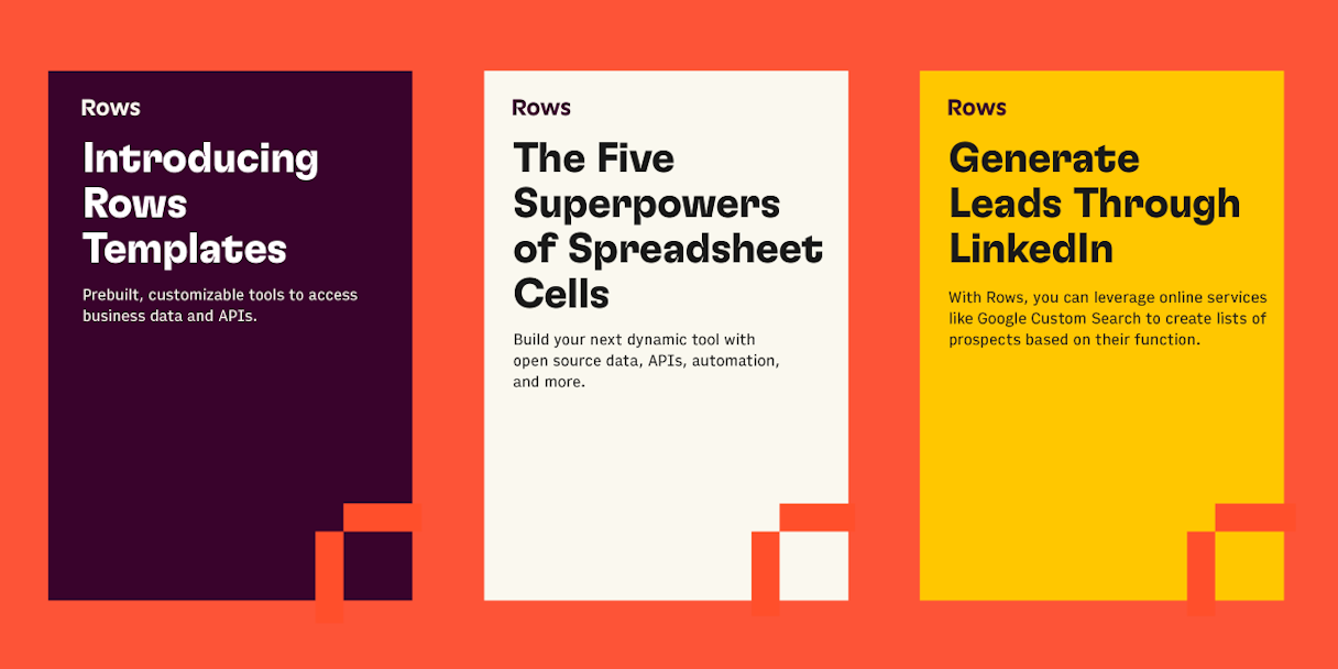 3 posters illustrating the brand system with color, typography, and mark.