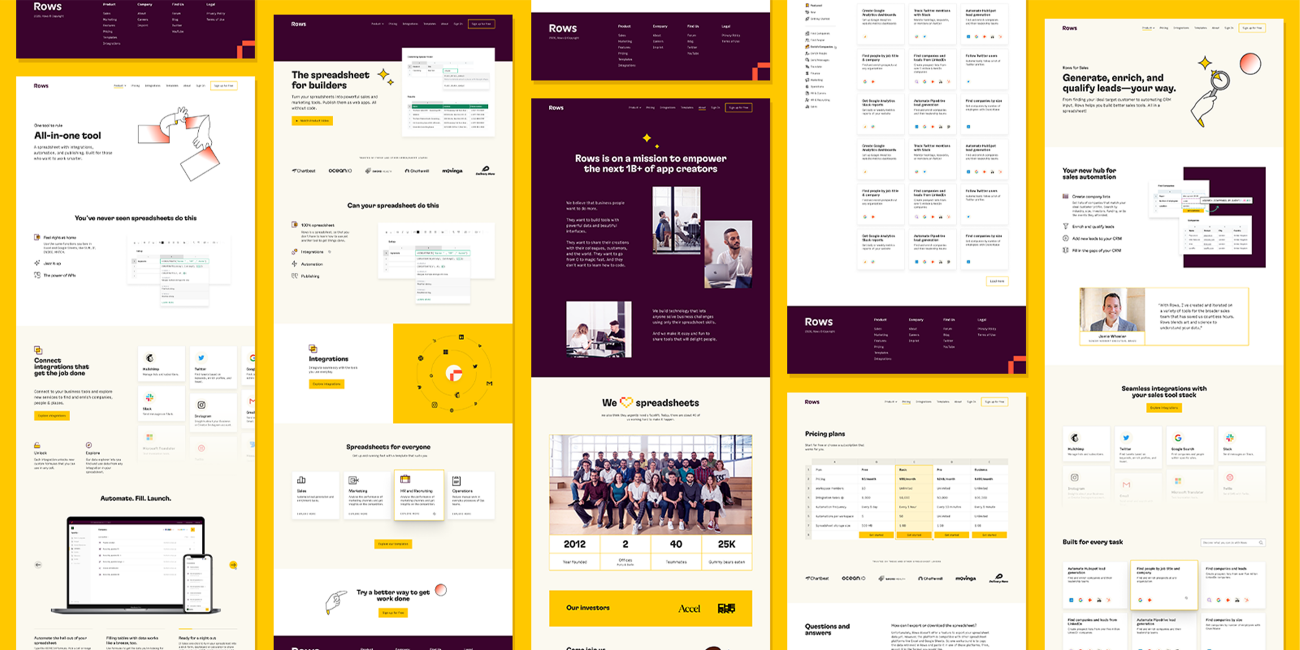 Multiple pages from the Focus Lab website displayed in a grid